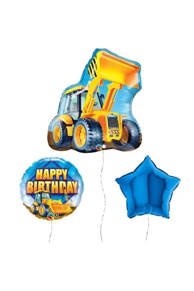 Araçlar Kamyon Konsept Kepçe Balon Set Kamyon Balon Seti Truck Balloon Doğum Günü Set ürün görseli 1