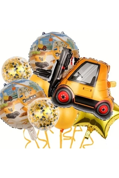 Araçlar Kamyon Konsept Forklift Kamyon Balon Set Kamyon Balon Seti Truck Balloon Doğum Günü Set ürün görseli 1