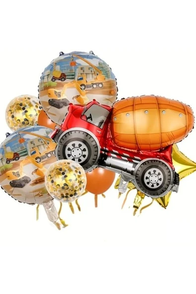 Araçlar Kamyon Konsept Mikser Kamyon Balon Set Kamyon Balon Seti Truck Balloon Doğum Günü Set ürün görseli 1