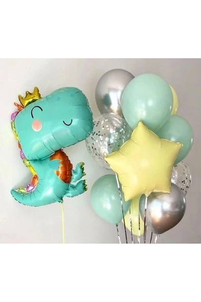 Dinozor Konsept Sevimli Dinozor Balon Set Dinosaur Balloon Birthday Party Set ürün görseli 1