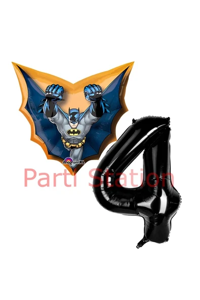 Batman 1 Yaş Siyah Rakam Balon Set Yarasa Adam Batman Doğum Günü Parti Balon Set ürün görseli 1