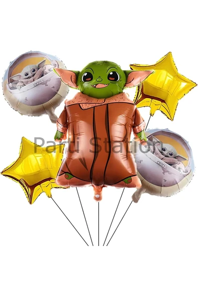 Star Wars Yoda Altın Balon Set Yıldız Savaşları Yoda Konsept Doğum Günü Balon Set ürün görseli 1