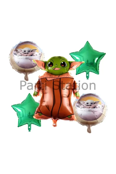 Star Wars Yoda Yeşil Balon Set Yıldız Savaşları Yoda Konsept Doğum Günü Balon Set ürün görseli 1