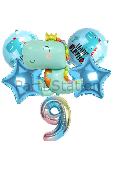 Sevimli Dinozor Konsept 1 Yaş Balon Set Jurassic Dinozor Tema Doğum Günü Folyo Balon Set ürün görseli 1
