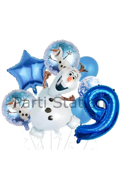 Frozen Elsa Olaf 9 Yaş Balon Set Karlar Ülkesi Elsa Olaf Konsept Doğum Günü Folyo Balon Set ürün görseli 1