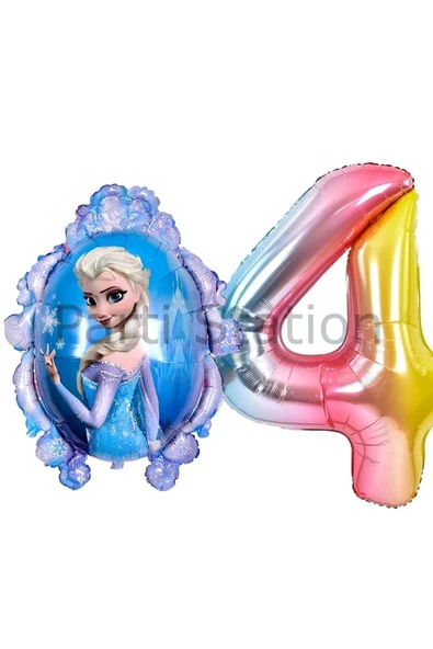 Frozen Elsa Konsept 4 Yaş Renkli Balon Set Karlar Ülkesi Tema Doğum Günü Folyo Balon Set ürün görseli 1