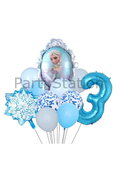 Frozen Elsa 3 Yaş Balon Set Karlar Ülkesi Elsa Konsept Doğum Günü Folyo Balon Set ürün görseli 1