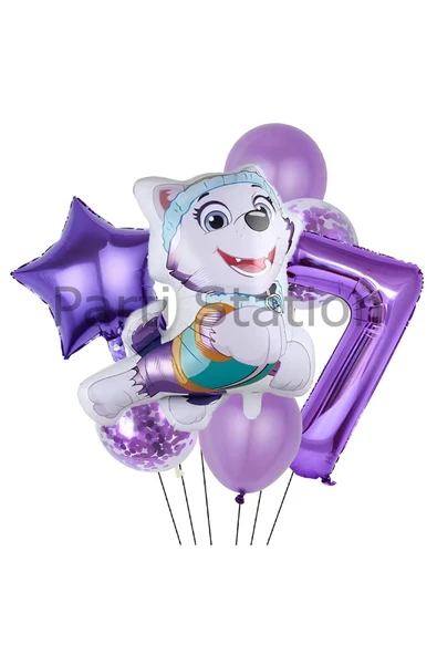Paw Patrol Everst 7 Yaş Balon Set Paw Patrol Everst Doğum Günü Folyo Balon Set ürün görseli 1