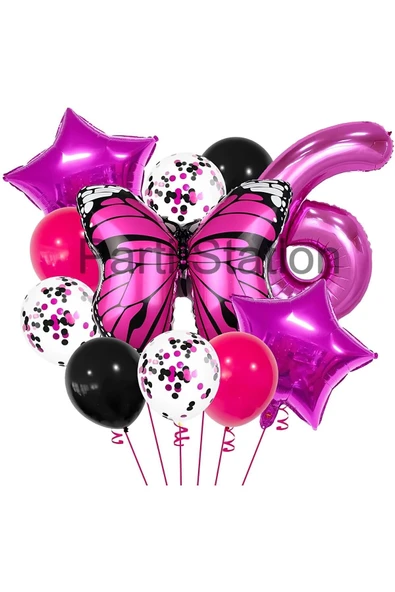 Pembe Kelebek 6 Yaş Balon Set Kelebek Konsept Doğum Günü Balon Balon Set ürün görseli 1