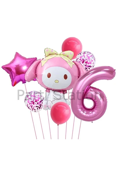 Sanrio Kuromi Melody 6 Yaş Balon Set Anime Hello Kitty Kuromi Melody Konsept Doğum Günü Balon ürün görseli 1