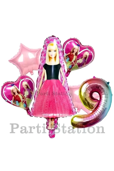 Barbie 9 Yaş Balon Set Barbie Konsept Doğum Günü Folyo Balon Set ürün görseli 1