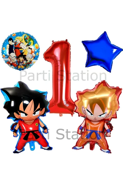 Anime Dragon Ball 1 Yaş Balon Set Son Goku ve Vegeta Balon  Dragon Ball Konsept Doğum Günü Balon ürün görseli 1