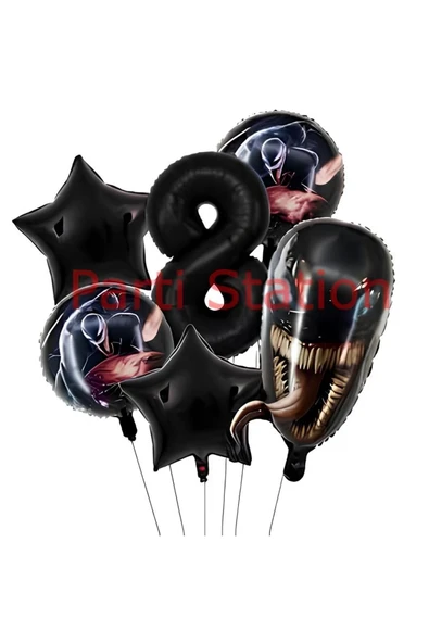 Zehirli Öfke Venom 8 Yaş Doğum Günü Balon Set Venom Tema Doğum Günü Parti Balon Set ürün görseli 1