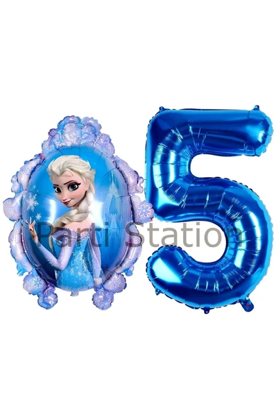 Frozen Elsa Konsept 5 Yaş Balon Set Karlar Ülkesi Tema Doğum Günü Folyo Balon Set ürün görseli 1