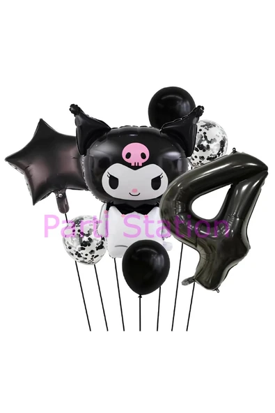 Sanrio Black Kuromi 4 Yaş Balon Set Anime Kawaii Kuromi Konsept Doğum Günü Balon Set ürün görseli 1