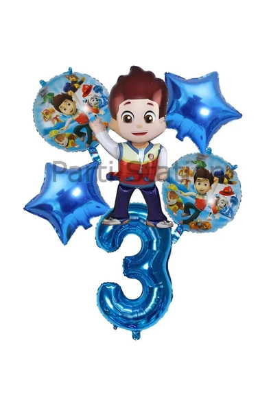 Paw Patrol Ryder 3 Yaş Lacivert Balon Set Paw Patrol Ryder Konsept Yıldız Doğum Günü Parti Balon Set ürün görseli 1