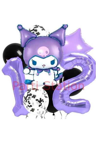 Kuromi 12 Yaş Balon Set Yıldız Balon Anime Sanrio Hello Kitty Kuromi Konsept Doğum Günü Balon Set ürün görseli 1