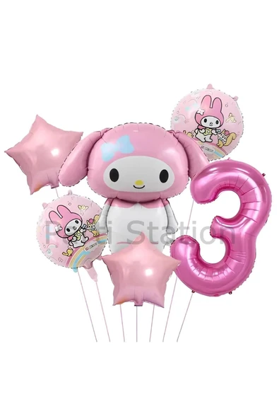 Sanrio Kuromi MyMelody 3 Yaş Balon Set Anime Hello Kitty Kuromi Melody Konsept Doğum Günü Balon ürün görseli 1