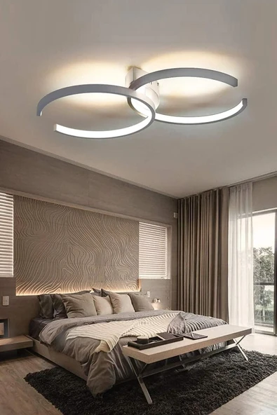 LEGACY Duru Modern Tasarım Beyaz Renk Salon Mutfak Hol Beyaz Led 2 Li Avize ürün görseli 1