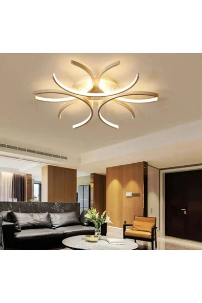 LEGACY Levora Modern Tasarım - Salon - Mutfak - Yatak Odası Eskitme Renk Beyaz Işıklı Led Avize ürün görseli 1