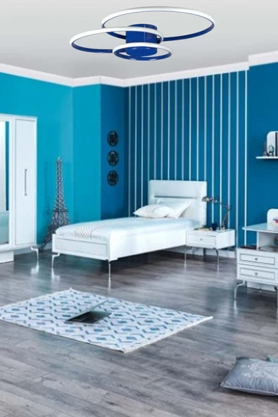 LEGACY Sole Modern Tasarım Mavi Renk Salon - Mutfak - Çocuk Odası Beyaz Led 3 Lü Avize ürün görseli 1