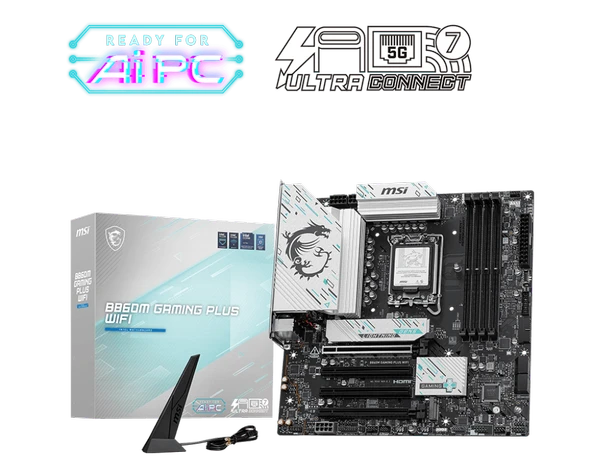 MSI B860M GAMING PLUS WIFI SOKET 1851 DDR5 8600MHZOC 3xM.2 1x TB4 HDMI DISPLAY 5G LAN WIFI 7 mATX ürün görseli 1