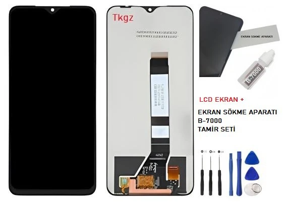Xiaomi POCO M3 Uyumlu Lcd Ekran Dokunmatik SERVİS Orijinali + B-7000 + TAMİR SETİ ürün görseli 1