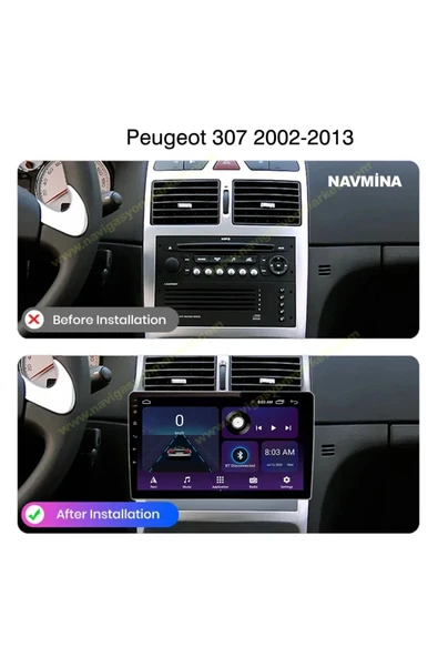 NAVMİNA PEUGEOT 307 2001-2008 4LÜ DÜĞMELİ 9 İNÇ 6-128 GB MULTİMEDYA ürün görseli 1