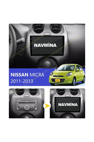NAVMİNA NİSSAN MİCRA 2011-2013 UYUMLU 9 İNÇ 6-128GB MULTİMEDYA ürün görseli 1