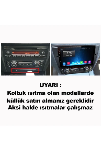 NAVMİNA BMW E90 E91 E92 E93 2005-2012 Uyumlu 9 inç Android 4-64 GB Multimedya - Resim 5