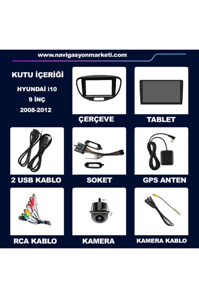 NAVMİNA Hyundai İ10 2008-2012 Uyumlu 9 inç 6-128 GB Multimedya ürün görseli 1