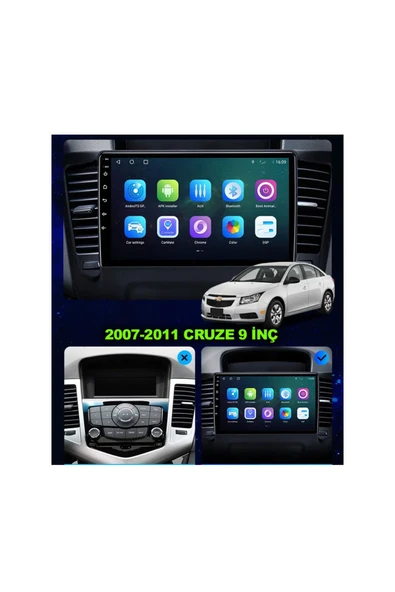 NAVMİNA Chevrolet CRUZE 2007-2012 Uyumlu 9 inç Gri Çerçeveli 6-128 GB Multimedya ürün görseli 1