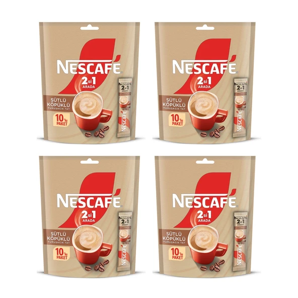 Nescafe 2 si 1 Arada Sütlü Köpüklü 10'lu Ekonomik Paket X 4 Adet ürün görseli 1