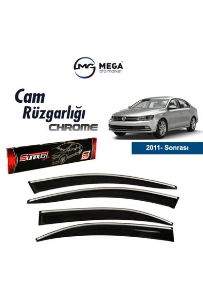 Mega Oto Market Sunpleks Krom Cam Rüzgarlığı Volkswagen Jetta 2011- Sonrası ile uyumlu ürün görseli 1