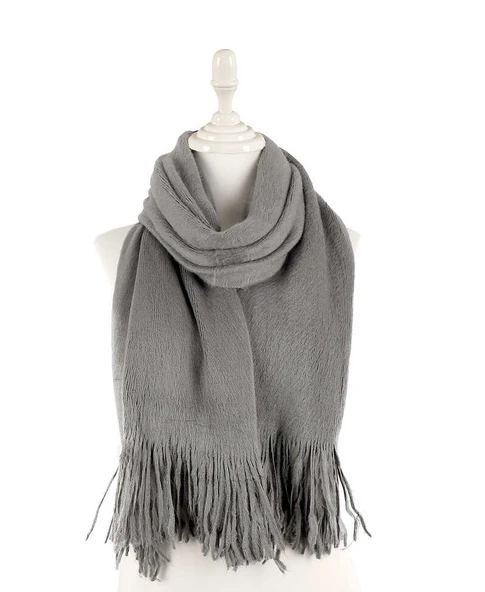 Angora Tavşan Tüğü Şal 60X180 - Gri ürün görseli 1