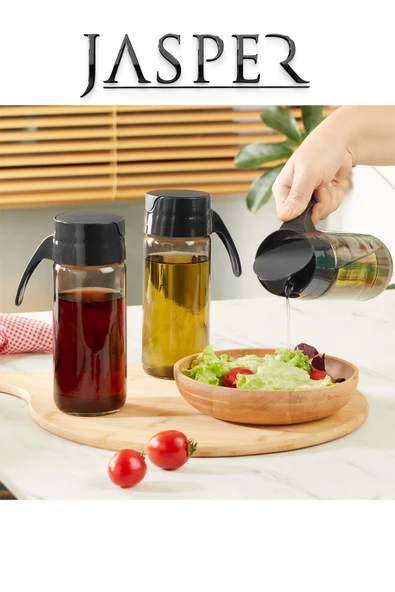 Jasper Qlux JPR-0124 2'li Cam Yağdanlık 500 ml Yağ Sirke Sürahisi Sirkelik ürün görseli 1