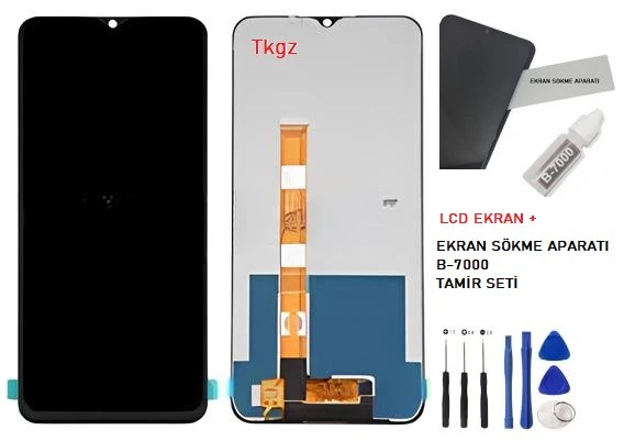 Oppo Realme C25 Uyumlu Lcd Ekran Dokunmatik SERVİS Orijinali + B-7000 + TAMİR SETİ ürün görseli 1
