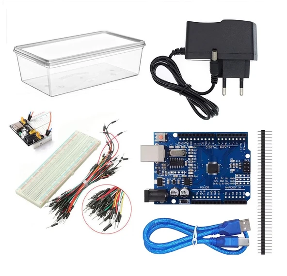 Robotik Kodlama Arduino Temel Seviye Elektronik Başlangıç Seti - Kutulu MB-102 Breadboard Güç Kartı ve Adaptörlü ürün görseli 1