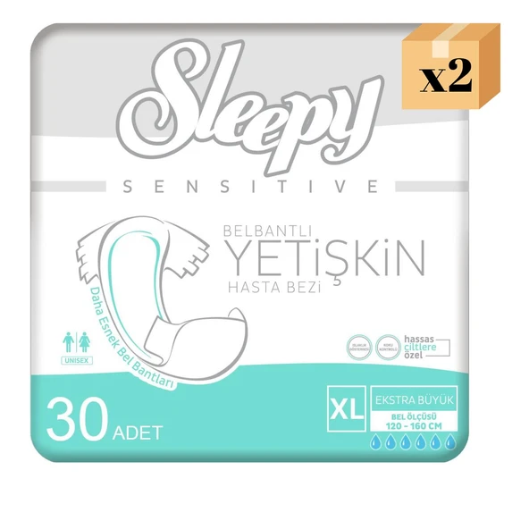 Sleepy Belbantlı Ekstra Büyük Boy XL 30'lu 2 Adet Hasta Bezi ürün görseli 1
