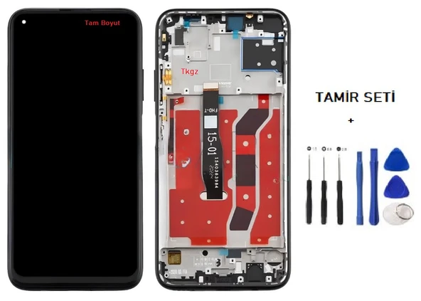 Tkgz - P40 Lite Lcd Ekran Dokunmatik SERVİS Orijinali ÇITALI SİYAH + TAMİR SETİ ürün görseli 1