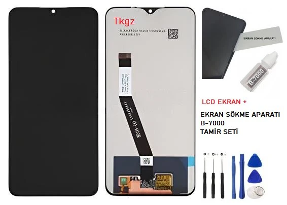 Xiaomi Redmi 9 Uyumlu Lcd Ekran Dokunmatik SERVİS Orijinali + B-7000 + TAMİR SETİ ürün görseli 1