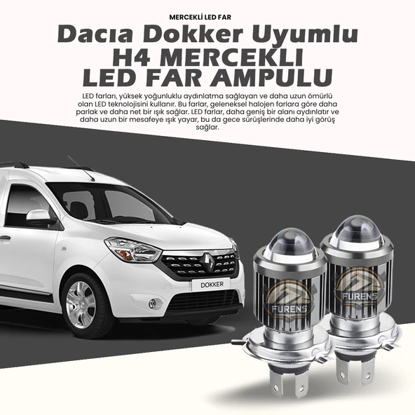 Dacia Dokker Için Uyumlu Şimşek Etkili Mercekler Led Xenon Far Çift Renk ürün görseli 1