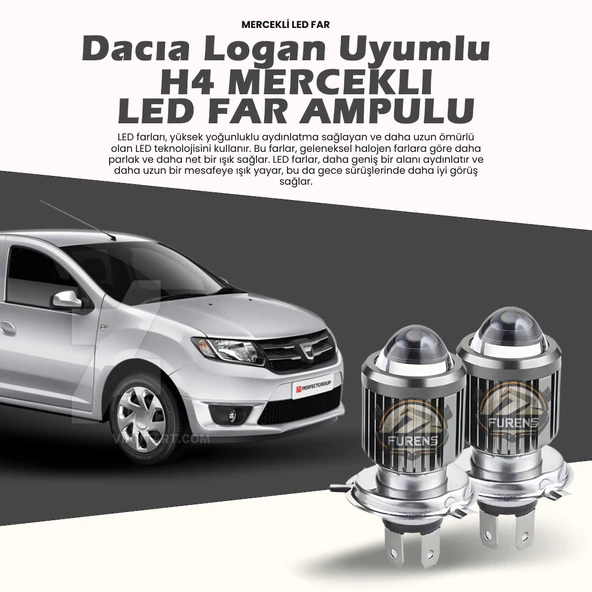 Dacia Logan Araca Özel Far Seti Mercek Led Xenon Uzun kısa Çift Renk ürün görseli 1