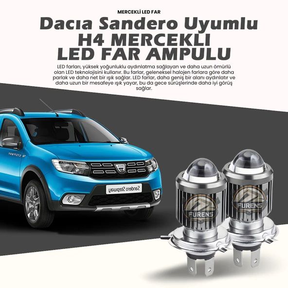 Dacia Sandero Için Uyumlu Şimşek Etkili Mercek Led Xenon Oto Ampulu Çift Renk ürün görseli 1