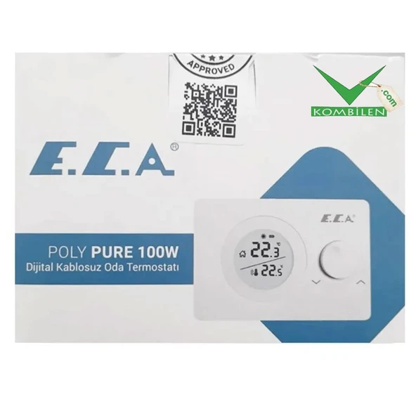E.C.A. Poly Pure 100 W Kablosuz Oda Termostatı ürün görseli 1