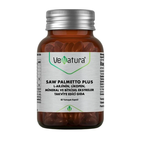 Venatura Saw Palmetto Plus L-Arjinin Likopen Mineral ve  Bitki Ekstreleri 60 Kapsül ürün görseli 1