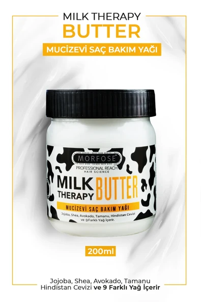 Morfose Milk Therapy Butter Oil Onarıcı Besleyici Mucizevi Saç Bakım Yağı 200 ml Saç Dökülmesi Önleyici ürün görseli 1