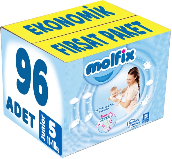 Molfix Bebek Bezi Beden:5 (11-18Kg) Junior 96 Adet Ekonomik Fırsat Pk ürün görseli 1