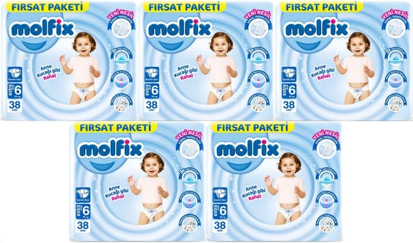 Molfix Bebek Bezi 6 Beden 15+ KG Extra Large 190 Adet MeGa Fırsat Pk ürün görseli 1