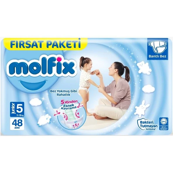 Molfix Bebek Bezi Beden:5 (11-18Kg) Junior 144 Adet Aylık Fırsat Pk ürün görseli 1